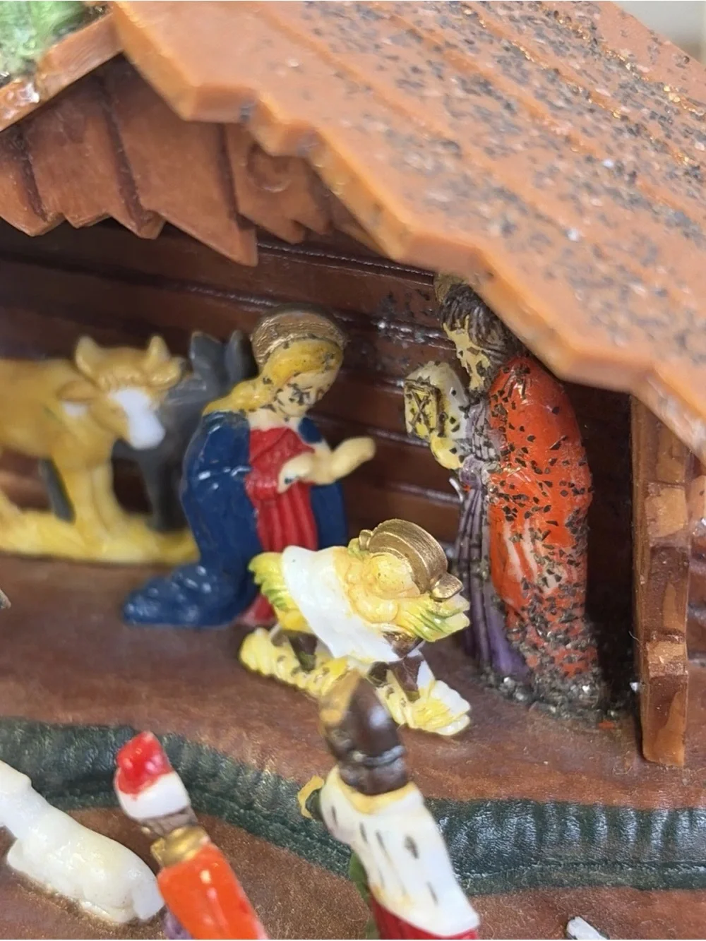 Vtg 1960's Shiny Brite Xmas Plastic Nativity Scene Diorama Germany - READ -